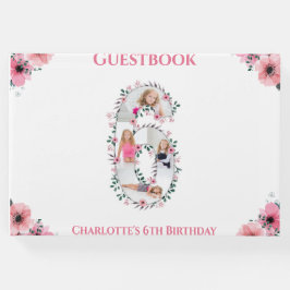 ビッグ6誕生日フォトコラージフラワーガールホワイト ゲストブック