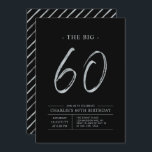 ビッグ60 |シルバー&ブラック60thバースデーパーティー 招待状<br><div class="desc">60祝歳の誕生日パーティーの招待でスタイリッシュの特別な日。このデザインは、シルバー&ブラックのカラーコンボでクリーンなレイアウトを備えたブラシスクリプト「The Big 60」を備えている。私のショップBaraBomDesignでは、より多くのデザインやパーティーの供給が利用可能である。</div>