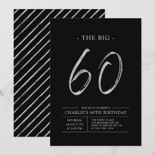 ビッグ60 シルバー&ブラック60thバースデーパーティー 招待状