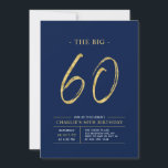 ビッグ60 |金ゴールド・ネイビー・ブルー60th誕生日パーティー 招待状<br><div class="desc">60祝歳の誕生日パーティーの招待でスタイリッシュの特別な日。このデザインは、ネイビーブルー&金ゴールドカラーコンボでクリーンなレイアウトを備えたブラシスクリプト「The Big 60」を備えている。私のショップBaraBomDesignでは、より多くのデザインやパーティーの供給が利用可能である。</div>