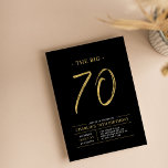 ビッグ70 |金ゴールドとブラック70th誕生日パーティー 招待状<br><div class="desc">こ祝の70歳の誕生日パシンプルーテスタイリッシュィーの招待で特別な日。このデザインは、黒と金ゴールドのカラーコンボでクリーンなレイアウトを持つブラシスクリプト「The Big 70」を備えている。私のショップBaraBomDesignでは、より多くのデザインやパーティーの供給が利用可能である。</div>