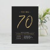 ビッグ70 |金ゴールドとブラック70th誕生日パーティー 招待状 (スタンド正面)