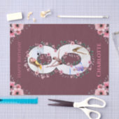 ビッグ8誕生日ガールフォトコラージピンクフラワーティ 薄葉紙 (クラフト)