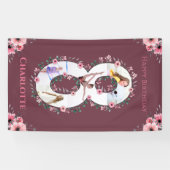 ビッグ8誕生日ガールフォトコラージピンクフラワーバ 横断幕 (横)