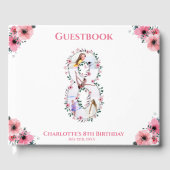 ビッグ8誕生日フォトコラージフラワーガールホワイト ゲストブック (正面)