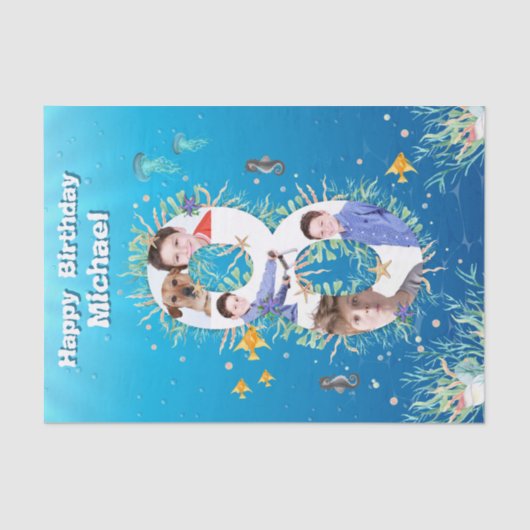 ビッグ8th Under The Sea誕生日写真コラージュ 薄葉紙 (正面)