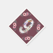 ビッグ9誕生日ガールフォトコラージピンクフラワー スタンダードカクテルナプキン (角)