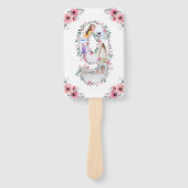 ビッグ9誕生日ガールフォトコラージピンクフラワー ハンドファン (正面)