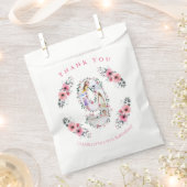 ビッグ9誕生日ガールフォトコラージピンクフラワー フェイバーバッグ (クリップ留めされた状態)