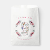 ビッグ9誕生日ガールフォトコラージピンクフラワー フェイバーバッグ (正面)