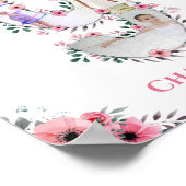 ビッグ9誕生日ガールフォトコラージピンクフラワー ポスター (角)