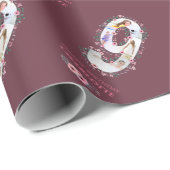 ビッグ9誕生日ガールフォトコラージピンクフラワー ラッピングペーパー (ロールコーナー)