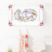 ビッグ9誕生日ガールフォトコラージピンクフラワー 横断幕 (インサイチュ)