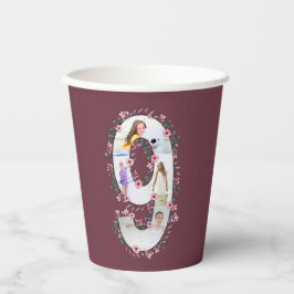 ビッグ9誕生日ガールフォトコラージピンクフラワー 紙コップ