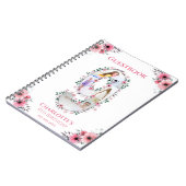 ビッグ9誕生日ガールフォトピンクフラワーゲストブック ノートブック (左側)