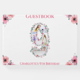 ビッグ9誕生日フォトコラージフラワーガールホワイト ゲストブック