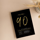 ビッグ90 |金ゴールドとブラック90thバースデーパーティー 招待状<br><div class="desc">こ祝の誕生日パーティーの招待スタイリッシュを受けシンプルて、あなたの特別な日。このデザインは、黒と金ゴールドのカラーコンボでクリーンなレイアウトを持つブラシスクリプト「The Big 90」を備えている。私のショップBaraBomDesignでは、より多くのデザインやパーティーの供給が利用可能である。</div>