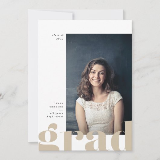 ビッグ·はっきりしたタイプの卒業発表 案内状 (正面)