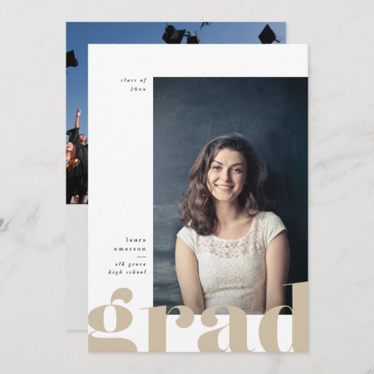 ビッグ·はっきりしたタイプの卒業発表 案内状 (正面/裏面)