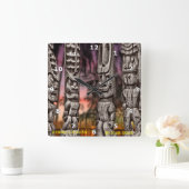 ビッグ・アイランドのティキ・トライバル会議 スクエア壁時計 (ホーム)