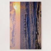 ビッグ・アイランド・ハワイの日没でカヌーを引き上げる ジグソーパズル (縦)