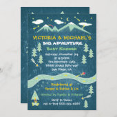 ビッグ・アドベンチャー素朴な山のフォークアートの赤ちゃんシャワー 招待状 (正面/裏面)