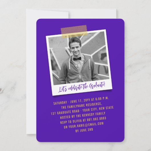 ビッグ・グラッド・スクライブズモダン写真卒業パーティー 招待状 (裏面)