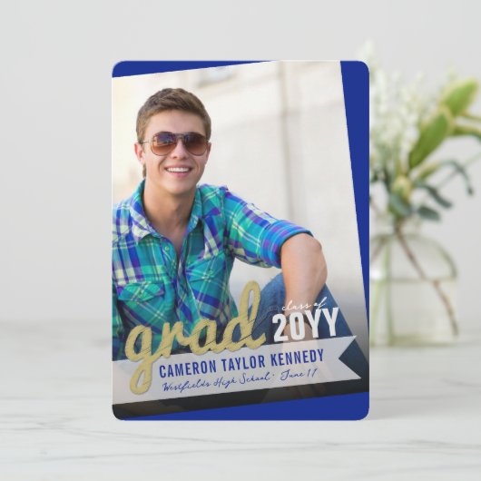 ビッグ・グラッド・スクライブズモダン写真卒業パーティー 招待状 (スタンド正面)