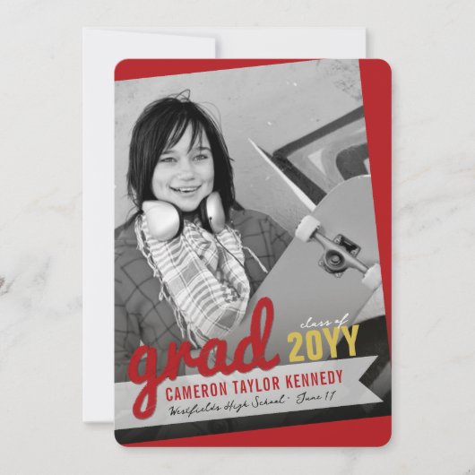 ビッグ・グラッド・スクライブズモダン写真卒業パーティー 招待状 (正面)