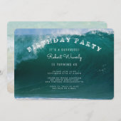 ビッグ・サーフ・サプライズ・バースデーパーティーへの招待 招待状 (正面/裏面)