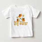 ビッグ・シスターお洒落・オレンジ・ホワイトの花 ベビーTシャツ (正面)