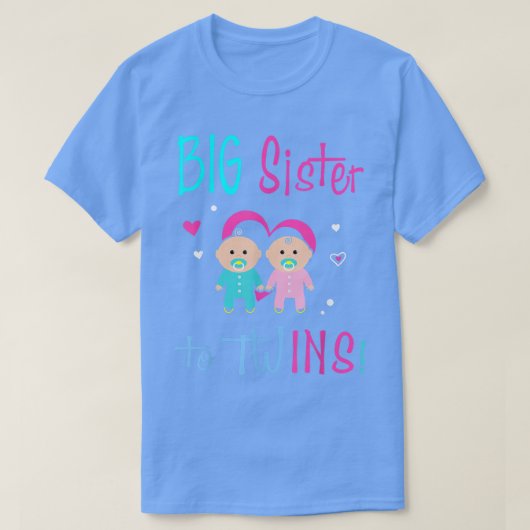 ビッグ・シスター・トゥ・ツインズ・ガール・ボーイ Tシャツ (デザイン正面)