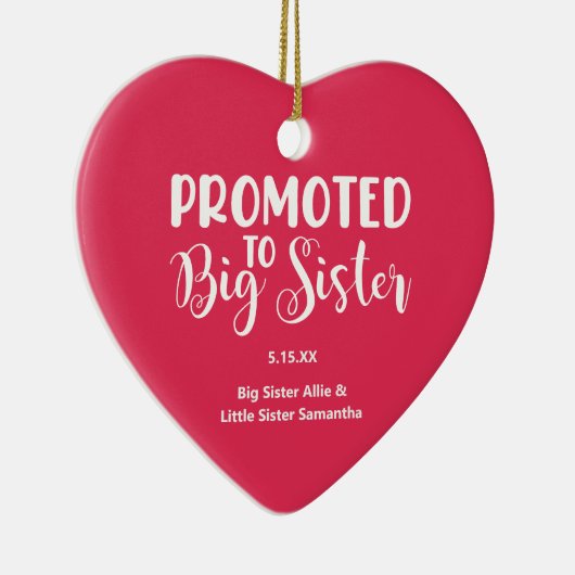 ビッグ・シスター・ハート・フォト・ネーム・クリスマスに昇格 セラミックオーナメント (右)
