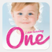 ビッグ・スケッチ・ワン・ガール1stバースデーパーティーお願い写真 スクエアシール (正面)