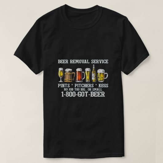 ビッグ・スモールのビール取り外しサービス Tシャツ (デザイン正面)