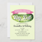 ビッグ・ディル・ピックル・ガールの子供たち1歳の誕生日 招待状 (正面)