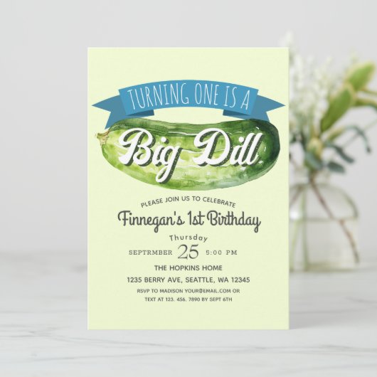 ビッグ・ディル・ピックル・ボーイの子供たち1歳の誕生日 招待状 (スタンド正面)