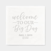 ビッグ・デイ・シルバー結婚ズへようこそ 箔ナプキン (正面)