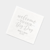 ビッグ・デイ・シルバー結婚ズへようこそ 箔ナプキン (左)