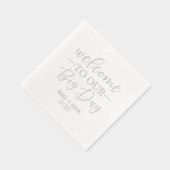 ビッグ・デイ・シルバー結婚ズへようこそ 箔ナプキン (右)