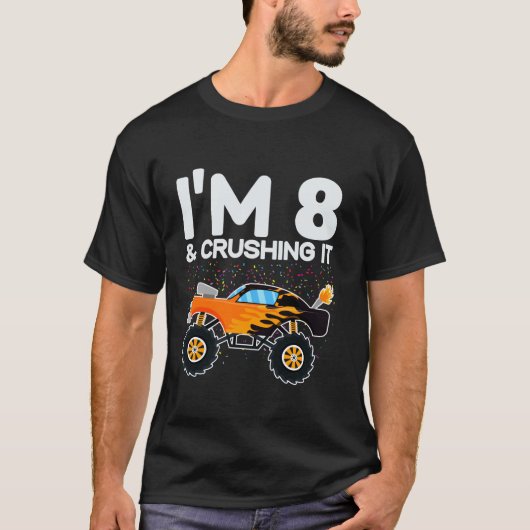 ビッグ・トラック8誕生日男の子I m 8歳の破砕 Tシャツ (正面)