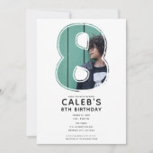ビッグ・ナンバー8写真8th誕生日パーティー 招待状 (正面)