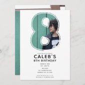 ビッグ・ナンバー8写真8th誕生日パーティー 招待状 (正面/裏面)