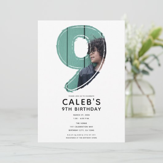ビッグ・ナンバー9 Nine Photo 9th誕生日パーティー 招待状 (スタンド正面)
