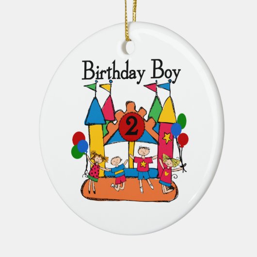 ビッグ・バウンスボーイ誕生日Tシャツとギフト セラミックオーナメント (左)