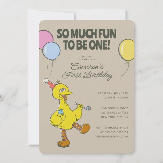 ビッグ・バード | 1つのおもしろいになるには非常に多くの誕生日 招待状 (正面)