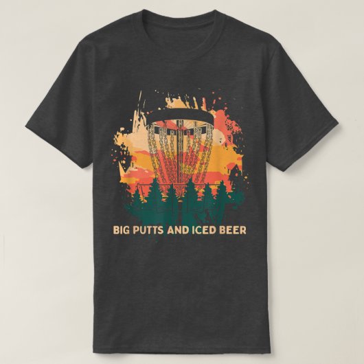 ビッグ・パットとアイスのビールディスクゴルフ飲料ゴルファー  Tシャツ (デザイン正面)