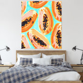 ビッグ・パパイヤ水絵画色のトロピカルフルーツ キャンバスプリント (インサイチュ (寝室))