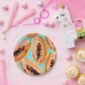 ビッグ・パパイヤ水絵画色のトロピカルフルーツ ペーパープレート (パーティー)