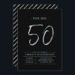 ビッグ・フィフティ |シルバー&ブラック50thバースデーパーティー 招待状<br><div class="desc">祝お誕生日パーティーの招待シンプルスタイリッシュ50日の特別な日。このデザインは、黒と銀のカラーコンボでクリーンなレイアウトを備えたブラシスクリプト「The Big 50」を備えている。私のショップBaraBomDesignでは、より多くのデザインやパーティーの供給が利用可能である。</div>